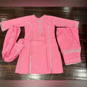 Indian Pakistani Kids/Girls Traditional Outfit with Silver Accents